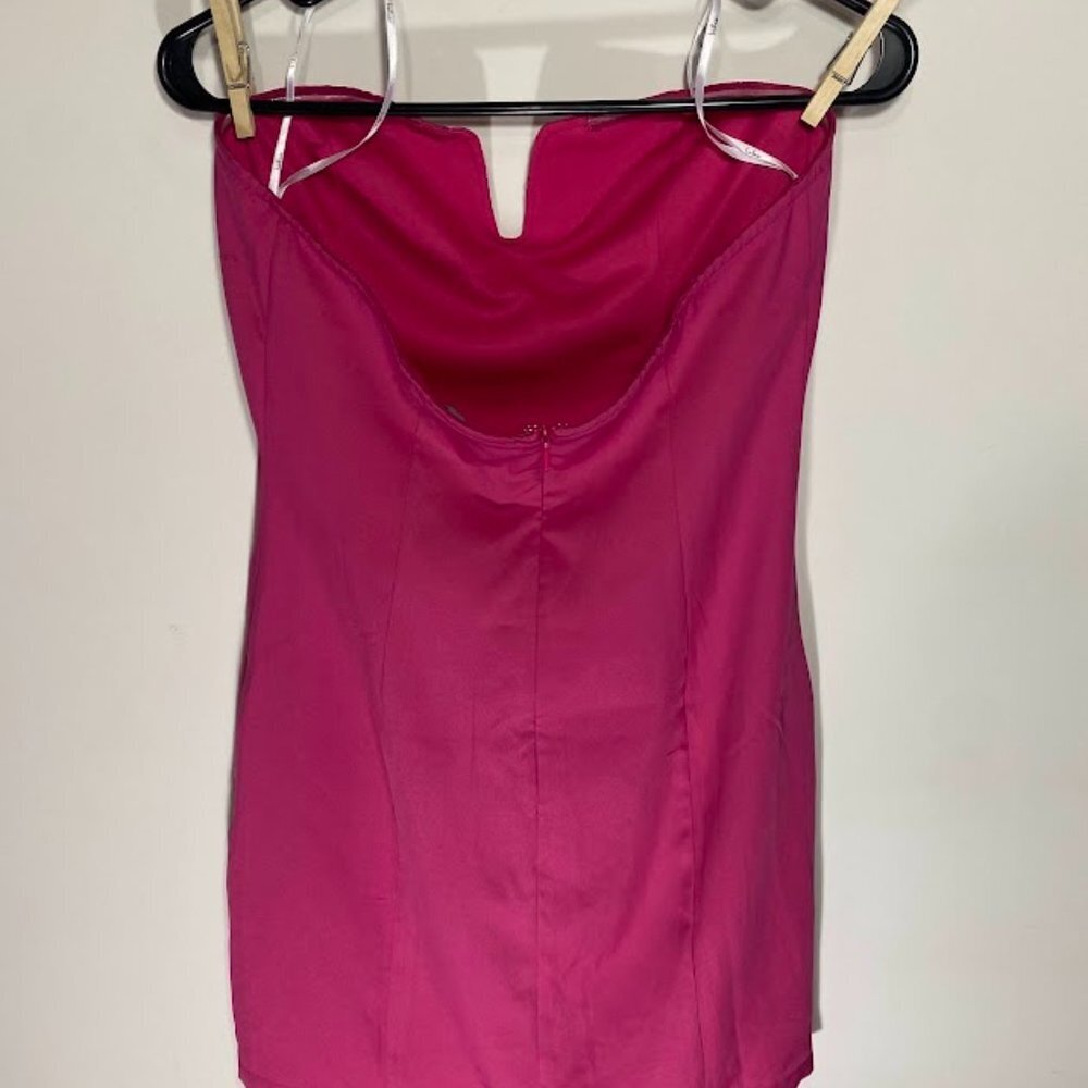 Lulu's Glamorous Times Hot Pink Strapless Bodycon Mini Dress - Picture 3 of 4
